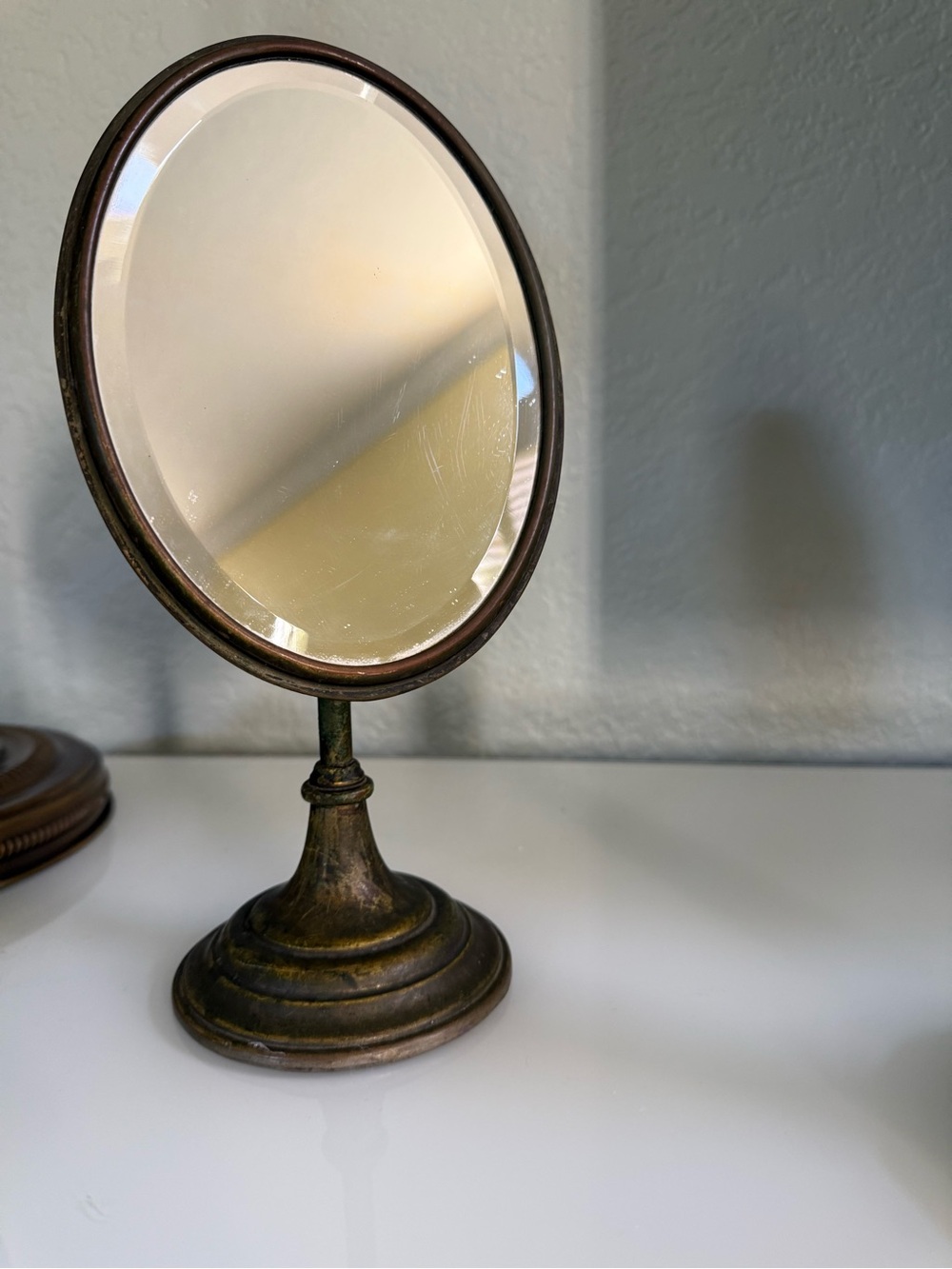 Antique-1920s Personal Swivel Shaving
Mirror Style Bronze Finish Vanity Mirror